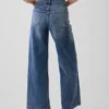 Jeans med hög midja, vid ben och ankellängd