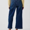 Jeans med hög midja, vid ben och ankellängd