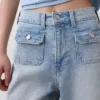 Jeans med hög midja, vid ben och ankellängd