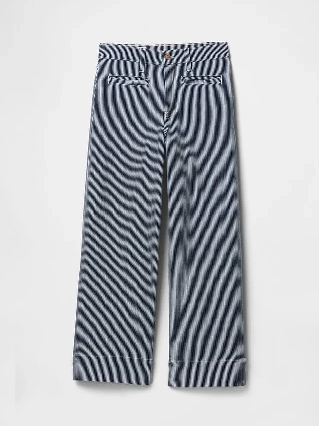 Jeans med hög midja, vid ben och ankellängd