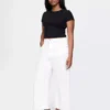 Jeans med hög midja, vid ben och ankellängd