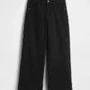 Jeans med hög midja, vid ben och ankellängd