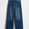 Jeans med hög midja, vid ben och ankellängd