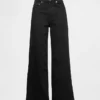 Jeans med hög midja, vid ben och ankellängd