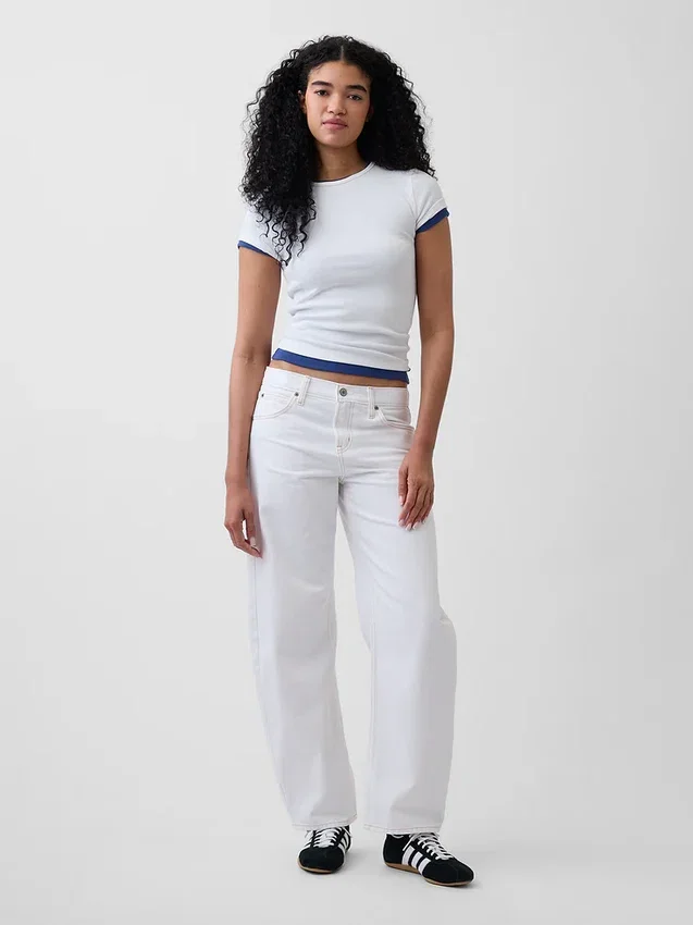 Jeans med låg midja och rak passform