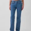 Jeans med medelhög midja, broderade och avslappnad rak passform