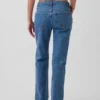 Jeans med medelhög midja, broderade och avslappnad rak passform