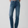 Jeans med medelhög midja, delad fåll och avslappnad rak passform