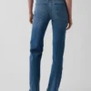 Jeans med medelhög midja, delad fåll och avslappnad rak passform