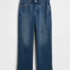 Jeans med medelhög midja, delad fåll och avslappnad rak passform