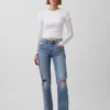 Jeans med medelhög midja och rakt snitt