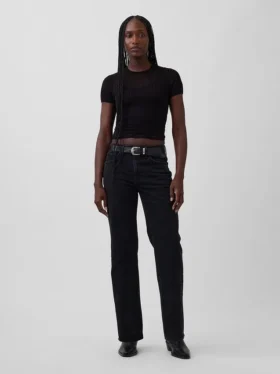 Jeans med medelhög midja och rakt snitt