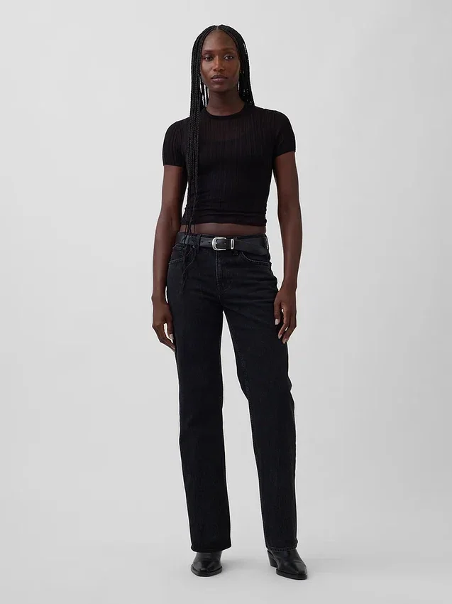 Jeans med medelhög midja och rakt snitt