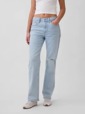 Jeans med medelhög midja och rakt snitt
