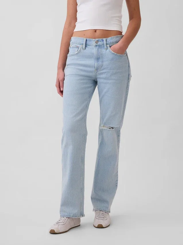 Jeans med medelhög midja och rakt snitt