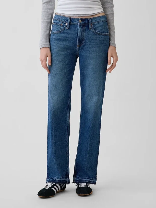 Jeans med medelhög midja och rakt snitt