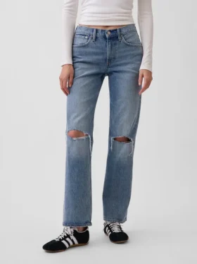 Jeans med medelhög midja och rakt snitt
