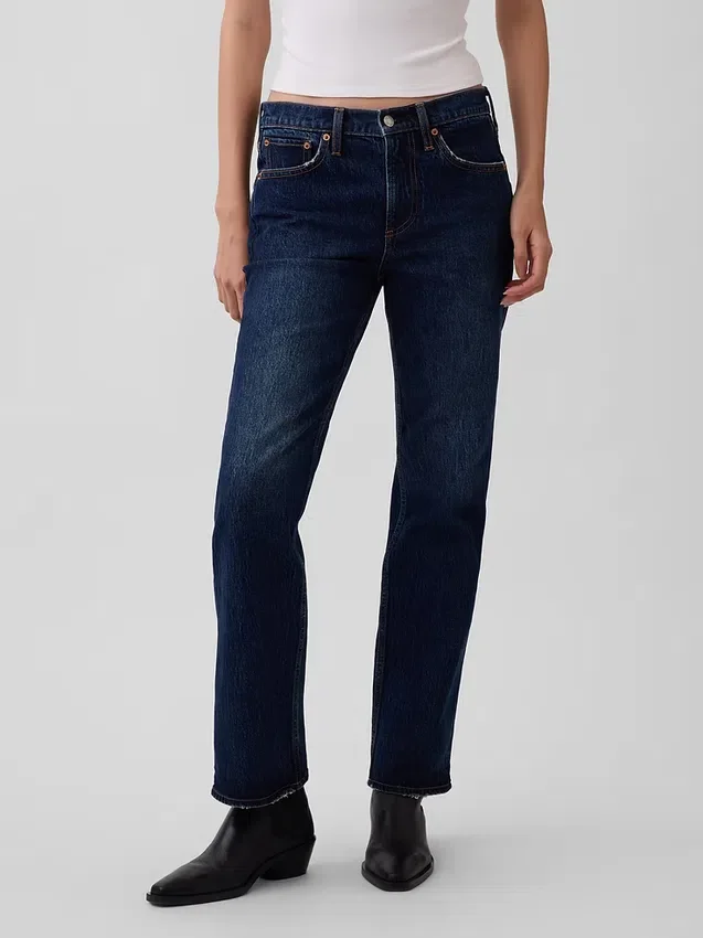 Jeans med medelhög midja och rakt snitt