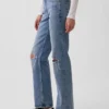 Jeans med medelhög midja och rakt snitt