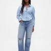Jeans med medelhög midja och rakt snitt