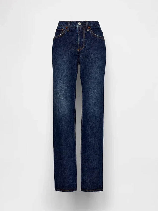 Jeans med medelhög midja och rakt snitt