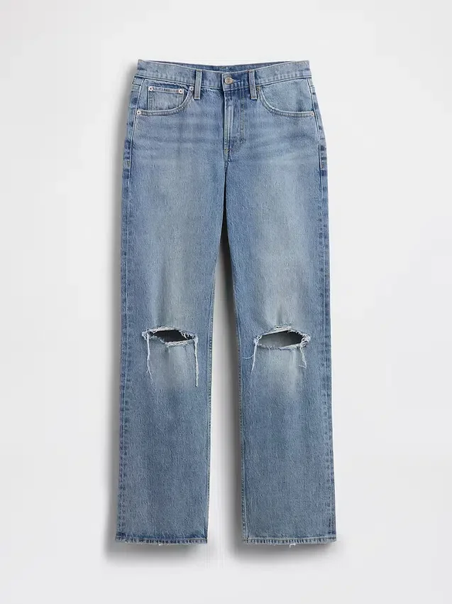 Jeans med medelhög midja och rakt snitt