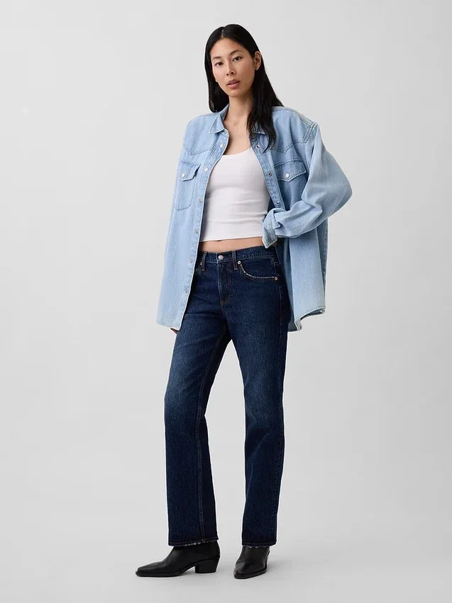 Jeans med medelhög midja och rakt snitt