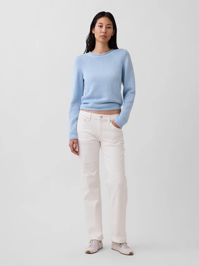 Jeans med medelhög midja och rakt snitt