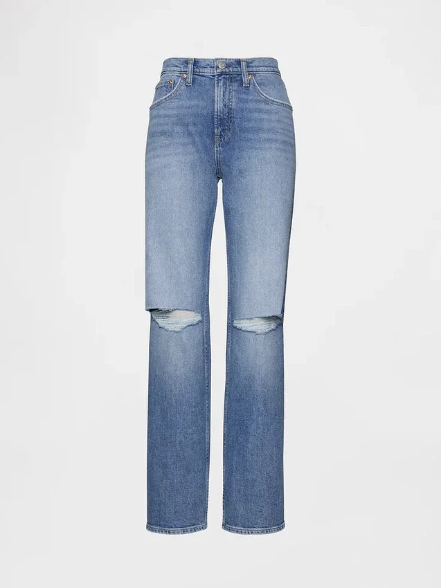 Jeans med medelhög midja och rakt snitt