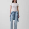 Jeans med medelhög midja, sömmar och avslappnad rak passform