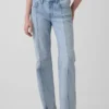 Jeans med medelhög midja, sömmar och avslappnad rak passform