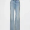 Jeans med medelhög midja, styv passform och avslappnad utsvängd benform