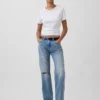 Jeans med medelhög midja, styv passform och rakt ben
