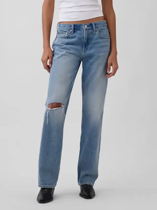 Jeans med medelhög midja, styv passform och rakt ben