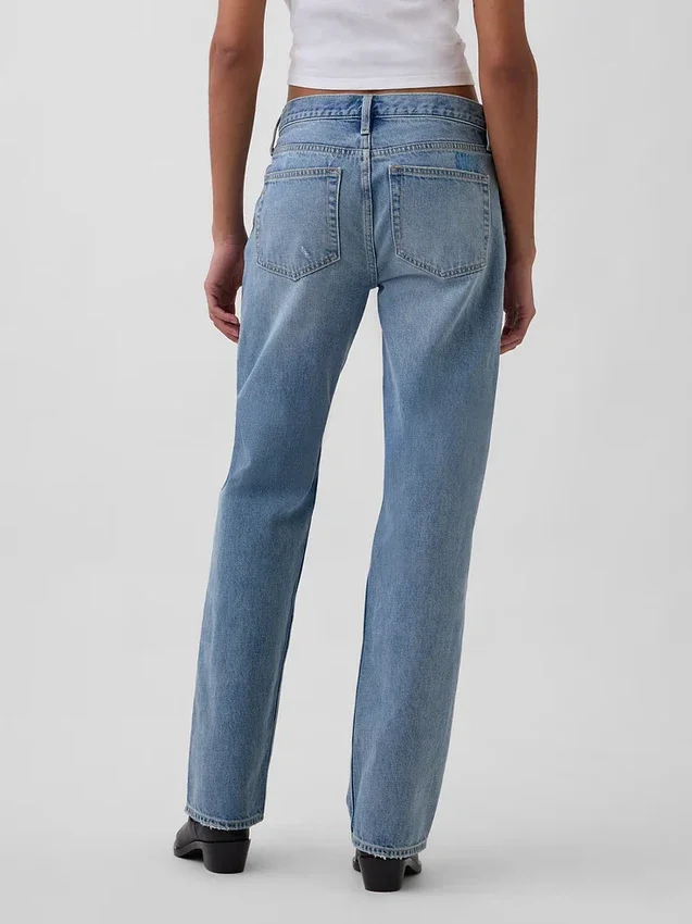 Jeans med medelhög midja, styv passform och rakt ben