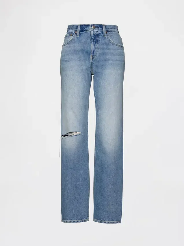 Jeans med medelhög midja, styv passform och rakt ben
