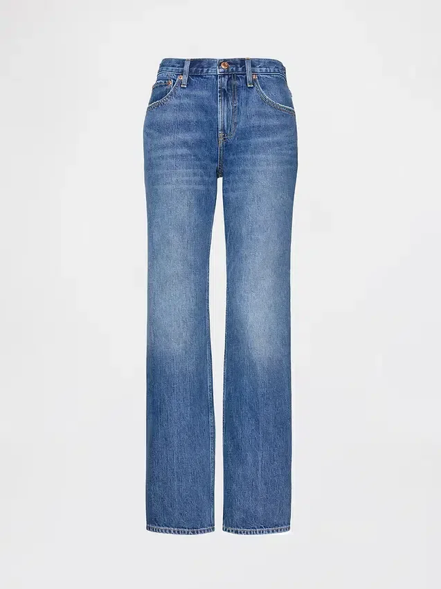 Jeans med medelhög midja, styv passform och rakt ben