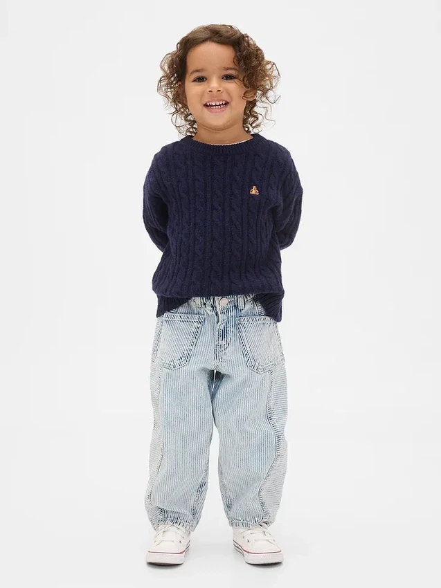 Jeans med randigt mönster och hästsko-design för Baby & Småbarn