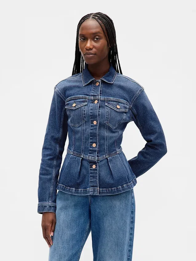 Jeansjacka med peplum