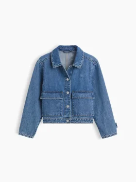 Jeansjacka med påsydda fickor för barn