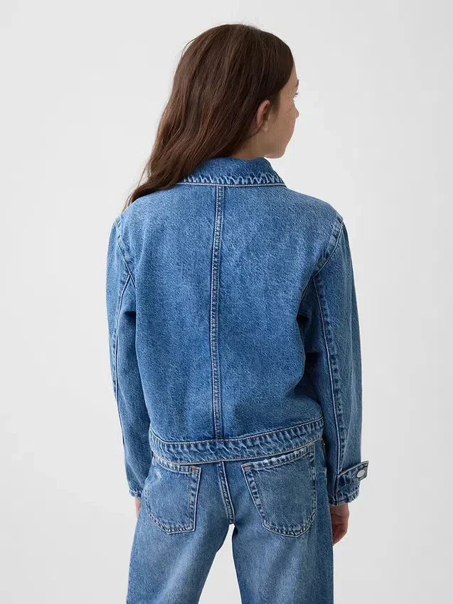 Jeansjacka med påsydda fickor för barn