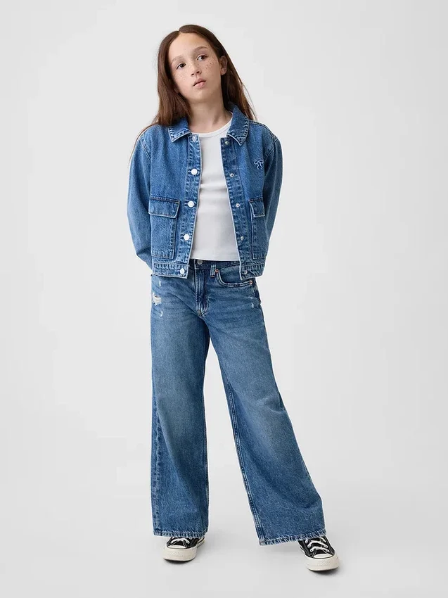 Jeansjacka med påsydda fickor för barn