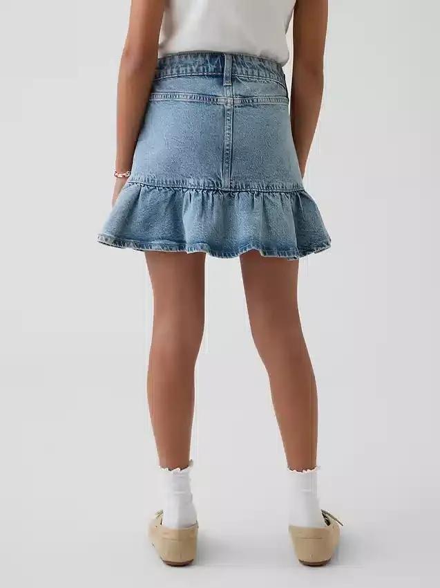 Jeanskjol med volanger för barn