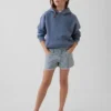 Jeansshorts med låg midja och ränder för barn