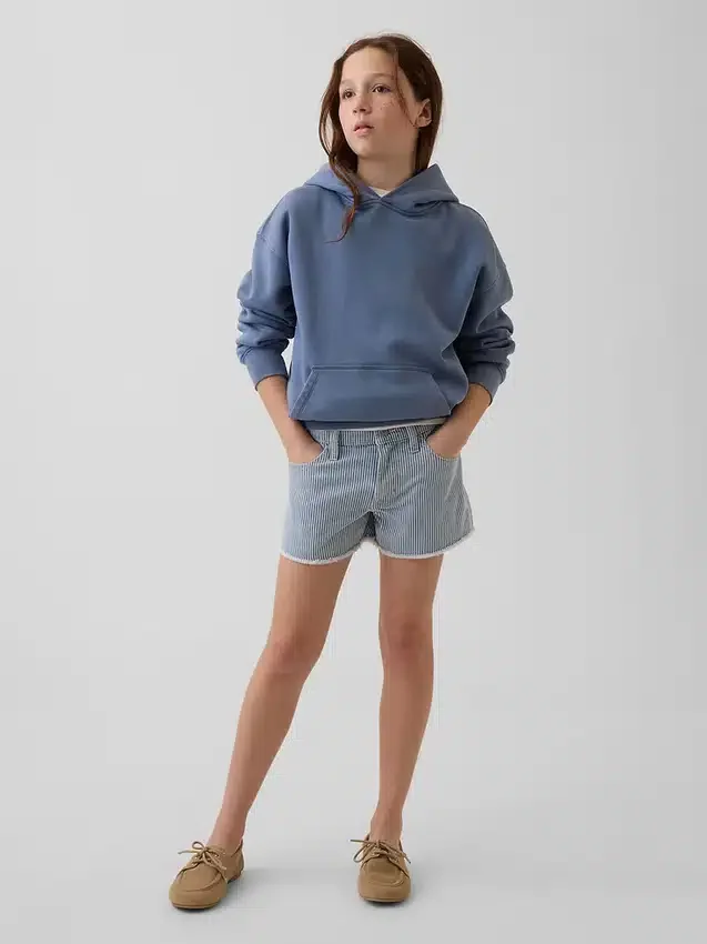 Jeansshorts med låg midja och ränder för barn