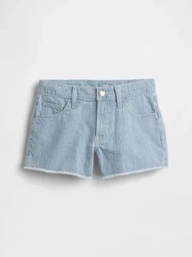 Jeansshorts med låg midja och ränder för barn