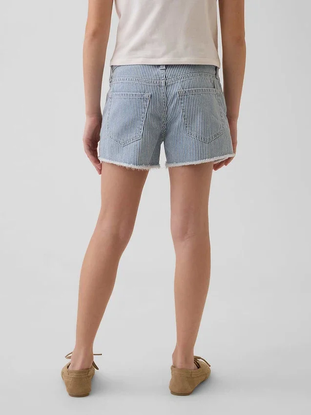 Jeansshorts med låg midja och ränder för barn