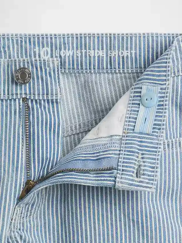 Jeansshorts med låg midja och ränder för barn