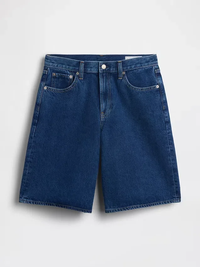 Jeansshorts med medelhög midja och lång passform