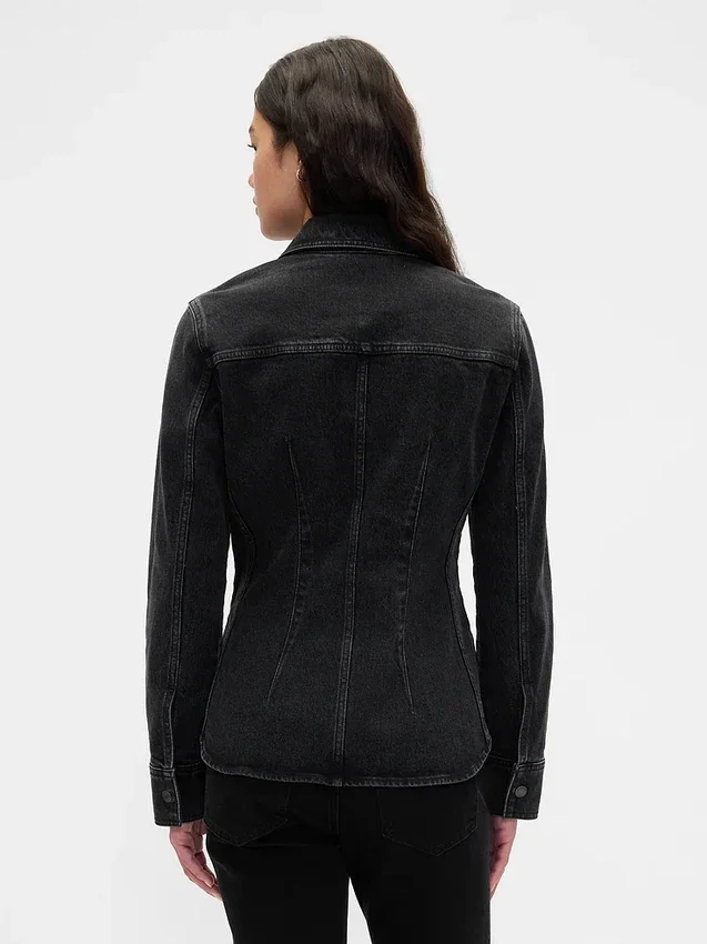 Jeansskjorta med insnörningssömmar